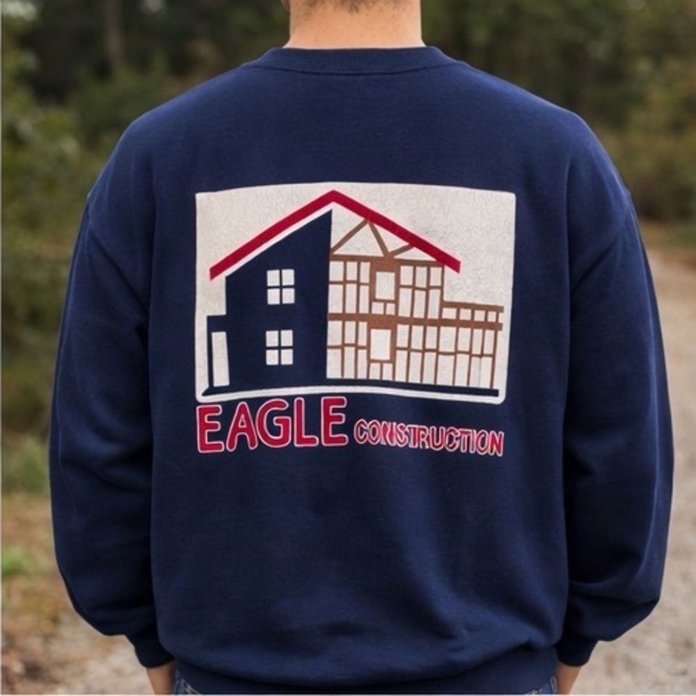 Vintage Jerzees Super Sweats Eagle Construction Crewneck Sweatshirt USA XL